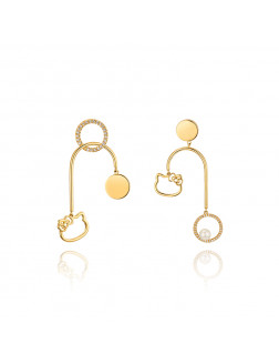 耳環•GlamEver X Hello Kitty系列 Hello Kitty Asymmetrical swing earrings 不對稱搖擺吊墜耳環