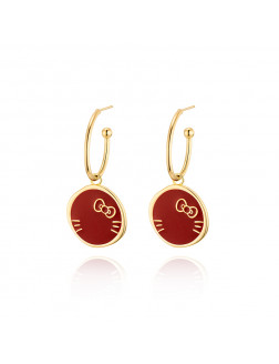 耳環•GlamEver X Hello Kitty系列 Hello Kitty Red disc earrings 紅色圓盤耳環