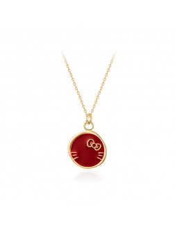 項鏈•GlamEver X Hello Kitty系列 Hello KittyRed disc necklace 紅色圓盤項鏈