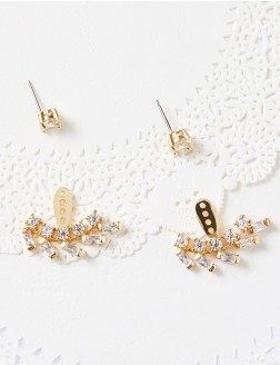 耳環•玩轉組合系列  Sparking leaf Earrings鉆石葉子組合耳環