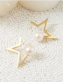 耳環•星星樂園系列 Rebecca Earrings珍珠半星耳環