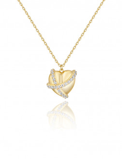 項鏈• 情人節系列 Give U My Heart Necklace 愛心交錯不對稱項鏈