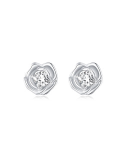 耳环•玫瑰系列 Zircon rose earrings 锆石玫瑰耳钉