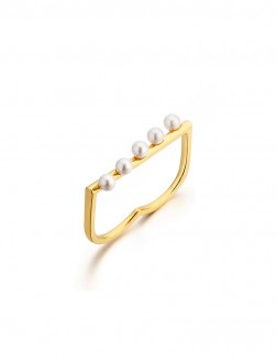 戒指• 珍珠樂園系列 Pearls by Pearls Ring流線形兩指珍珠戒指