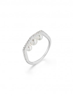戒指• 鋯石珍珠系列 Dazzling Diamond triple Pearls Ring三顆珍珠鋯石戒指