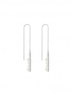 耳線• 鋯石珍珠系列 Dropping Diamond Pearls Earrings豎排珍珠鋯石耳線