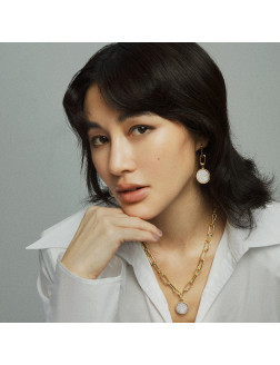 項鏈•Glam Ever X 陳燃聯名鋯石系列 Woven chain pendant disc necklace 編織鏈條吊墜圓盤項鏈
