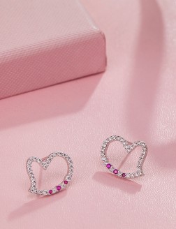 耳釘• 臻愛之心系列 Shape of My Heart Earrings鏤空鋯石愛心耳釘