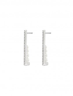 耳環• 鋯石珍珠系列 Full of Diamond Pearls Earrings豎排珍珠鋯石耳環