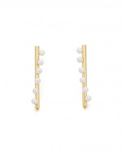 耳環• 珍珠樂園系列 Pearls on the swing Earrubfs流線型珍珠環繞耳釘