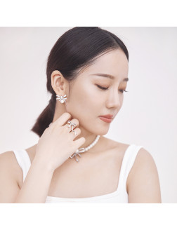 耳環•Glam Ever X Akiiiko聯名系列 Bow pearl earrings 蝴蝶結珍珠耳環
