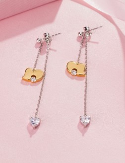 耳釘• 臻愛之心系列 Love You Twice Earrings前後雙心長墜耳環