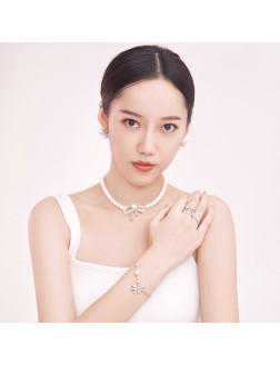 手鏈•Glam Ever X Akiiiko聯名系列 Bow pearl pendant bracelet 蝴蝶結珍珠吊墜手鏈