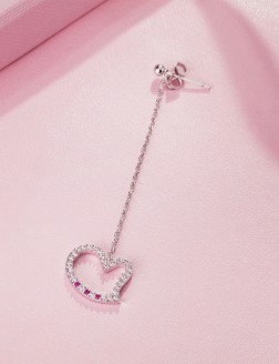 耳環• 臻愛之心系列 Simple Love Earring 鏤空鋯石愛心長墜耳環【單只】