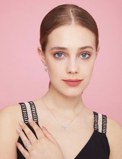 耳環• 鋯石三角形系列 Double  triangle Earrings鋯石三角形耳環