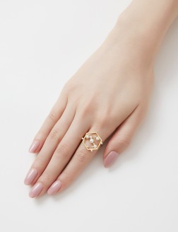 戒指• 閃爍窗花系列 Paper Cut Diamond Pearls Ring珍珠鋯石窗花開口戒指
