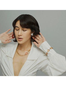 耳環•Glam Ever X 陳燃聯名樹脂系列 Round amber earrings 琥珀色圓形耳環