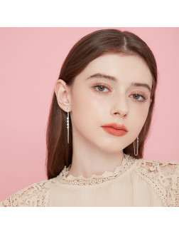 耳環•魚尾系列 Fish Tail Long Earrings 魚尾鋯石長鏈耳環