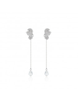 耳環•藍花系列 Orchid Petals Long Chain Earrings 蘭花花瓣長鏈耳環