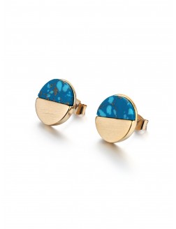 耳環•大理石系列 Celeste Earrings天空之藍圓形耳釘