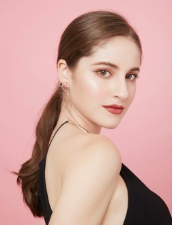 耳環• 質感金屬系列 Rose Bullet Earrings玫瑰金雙圈交錯耳環